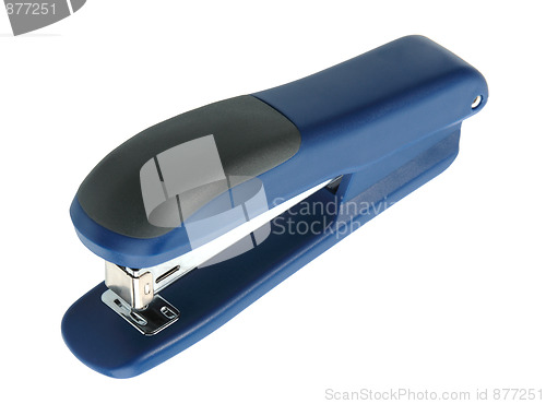 Image of Single blue-black office stapler.