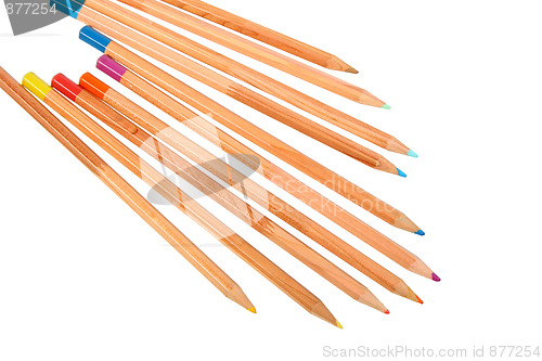 Image of Set of multicolored wood pencils.