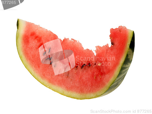 Image of Single slice of ripe watermelon.