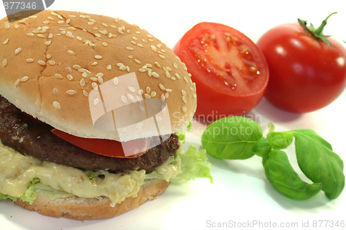 Image of Hamburger with fresh vegetables