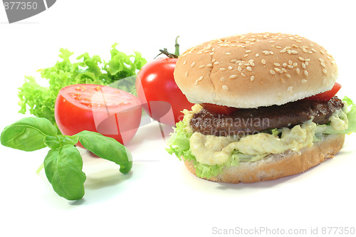 Image of Hamburger with fresh vegetables