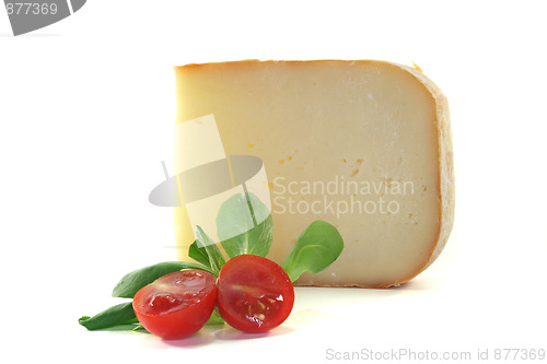 Image of Piece of cheese with tomato