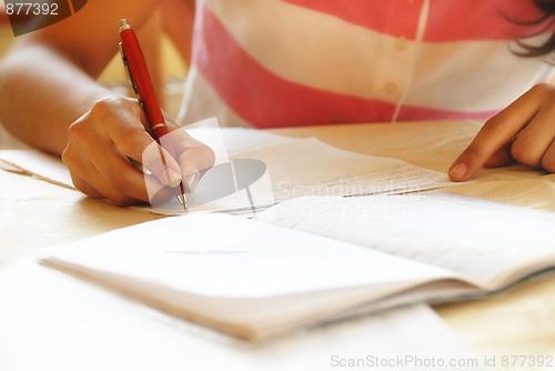 Image of Schoolgirl doing her homework