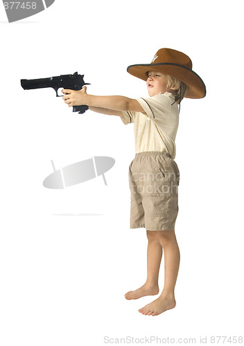 Image of Boy playing sheriff
