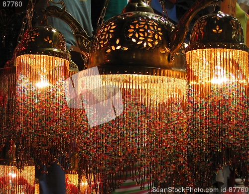 Image of Colorful Turkish lamps in the Grand Bazaar, Istanbul, Turkey
