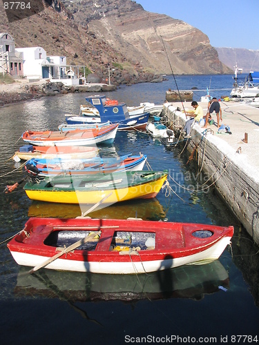 Image of Colorful fishing boats, Santorini, Greece