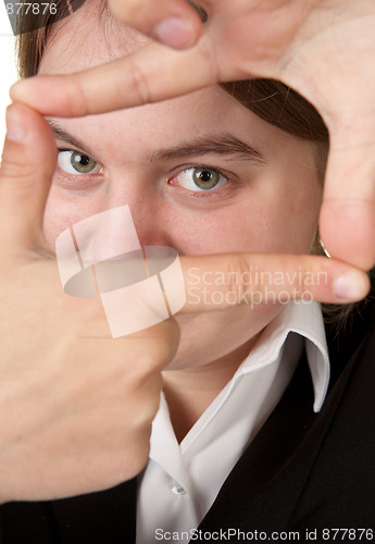 Image of business woman framing fringers