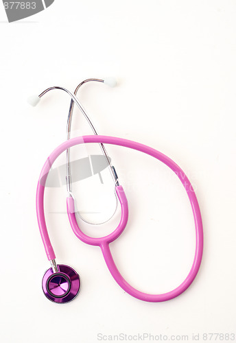 Image of pink stethoscope on white