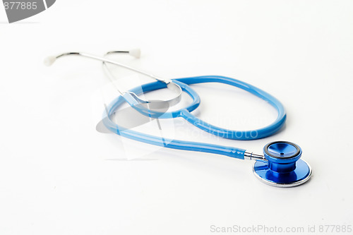 Image of blue stethoscope on white