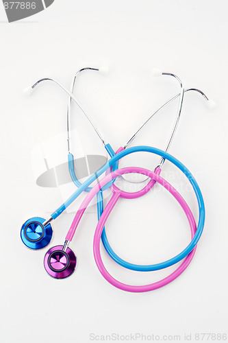 Image of pink and blue stethoscopes