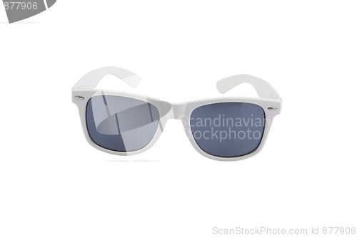 Image of vintage white sunglasses, ultraviolet protection