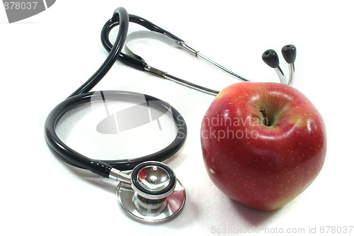 Image of Stethoscope with apple