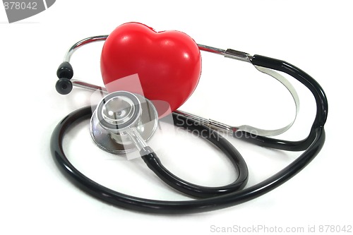 Image of Stethoscope with red heart