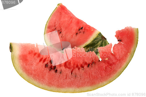 Image of Two slice of ripe watermelon.
