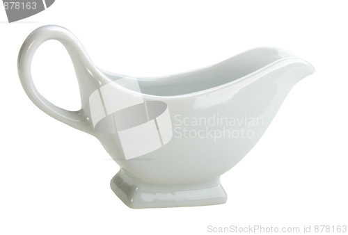 Image of Single ceramic white sauce-boat