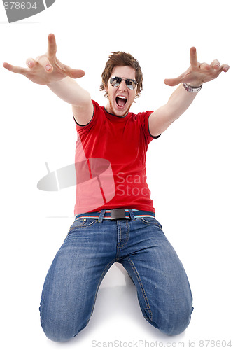 Image of casual man screaming