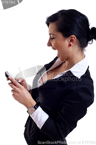 Image of Woman Yelling Into Phone