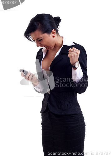 Image of screaming at cellphone