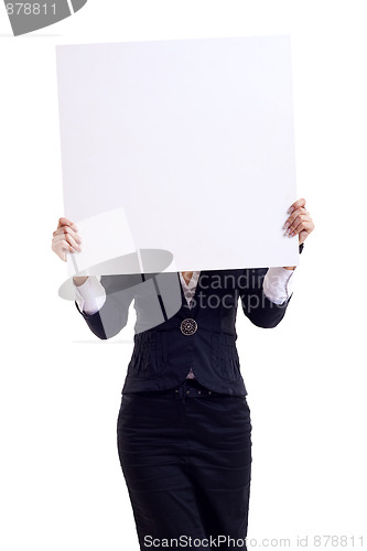 Image of businesswoman with blank board