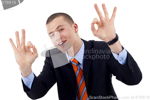 Image of man giving OK gesture