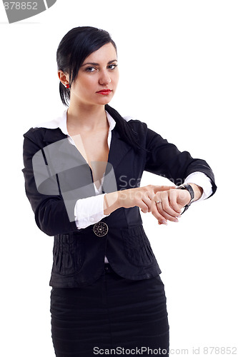 Image of businesswoman checking time