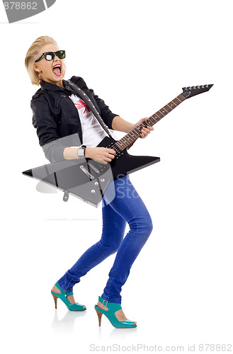 Image of screaming girl playing guitar