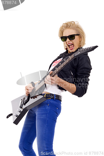 Image of passionate girl guitarist