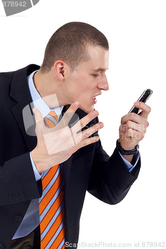 Image of  man screaming in his phone