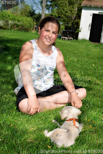 Image of Girl With Her Puppy