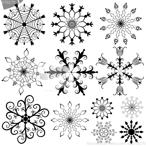 Image of Collection  of snowflakes