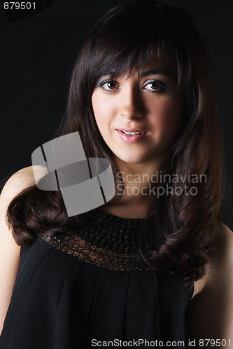 Image of Portrait of cute brunette woman