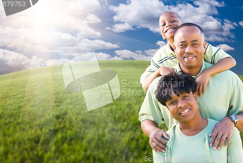 Image of Family Over Clouds, Sky and Grass Field