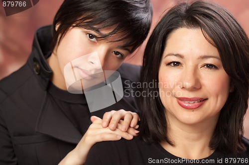 Image of Attractive Multiethnic Mother and Daughters Portrait