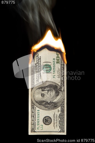 Image of 100 Dollar Bill On Fire