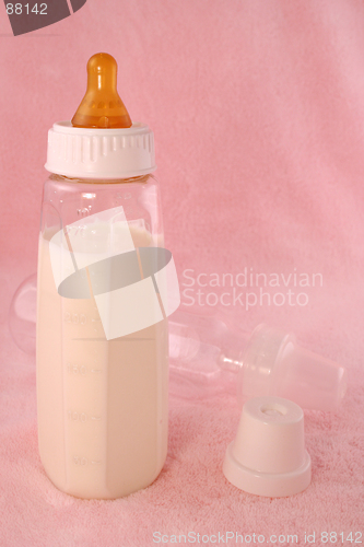 Image of baby bottle over pink