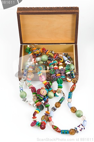 Image of wooden box with fashion beads