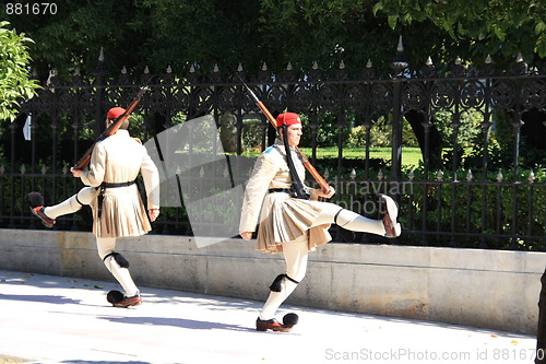 Image of Evzones on guard outside the President's residence in Athens