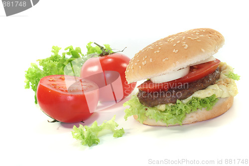 Image of Hamburger with fresh vegetables