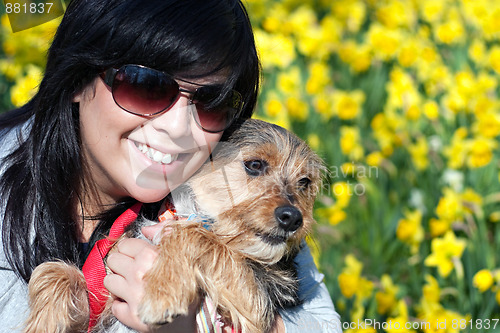 Image of Smiling Girl with Dog