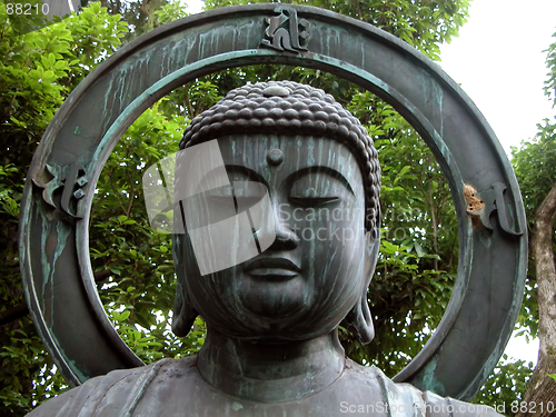 Image of Buddha head statue-detail