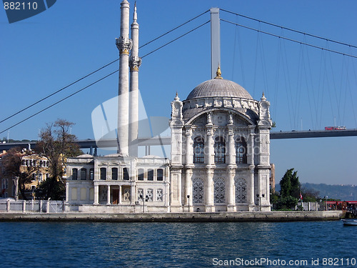 Image of Ortakoy mosque and the Bosphorus bridge