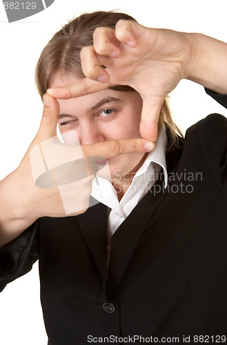 Image of business woman framing fringers