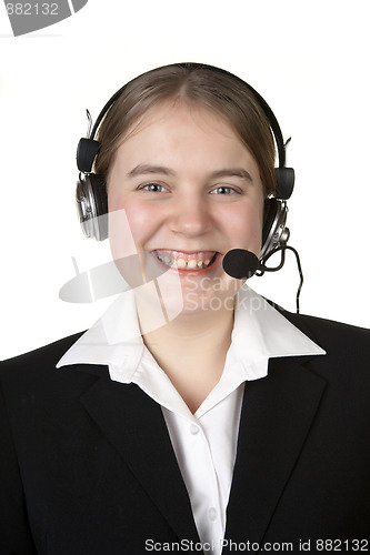 Image of call center business girl with headset