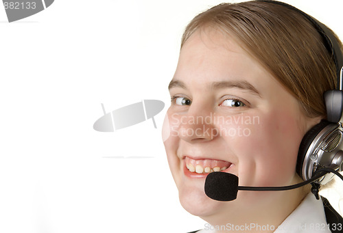 Image of call center business girl with headset