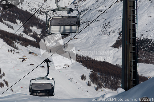 Image of Chairlifts with ski slopes