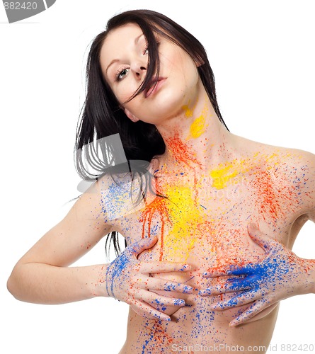 Image of Woman with color paint on her body
