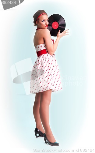 Image of pin up woman with vinyl record