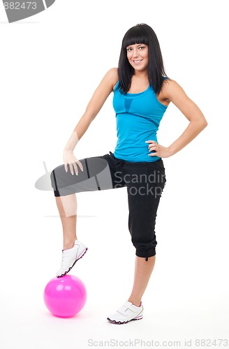 Image of Cheerful Woman doing fitness