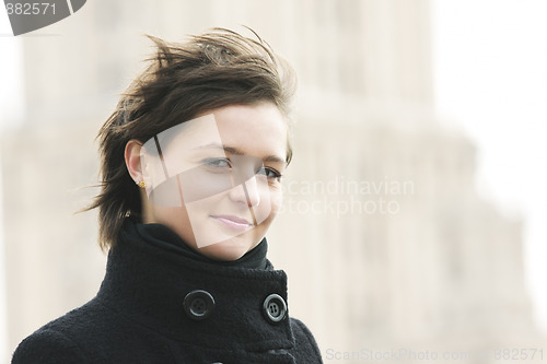 Image of Woman in windy day