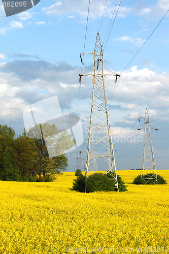 Image of Electric pylons and farmland